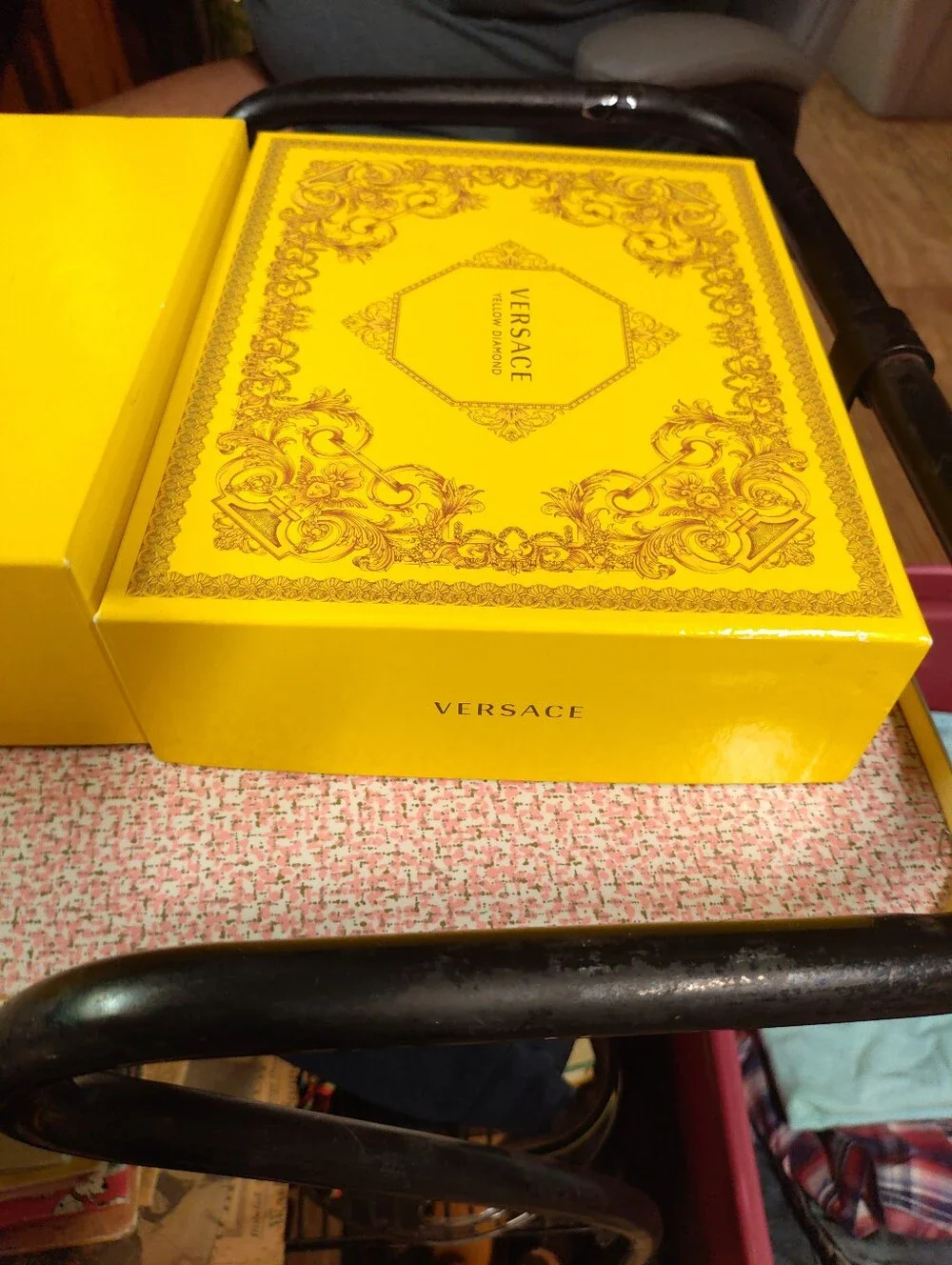 Versace Yellow Diamond Empty Gift Box Rigid Yellow Gold Baroque Storage Display